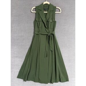Banana Republic Olive Green Sleeveless Midi Shirt Dress